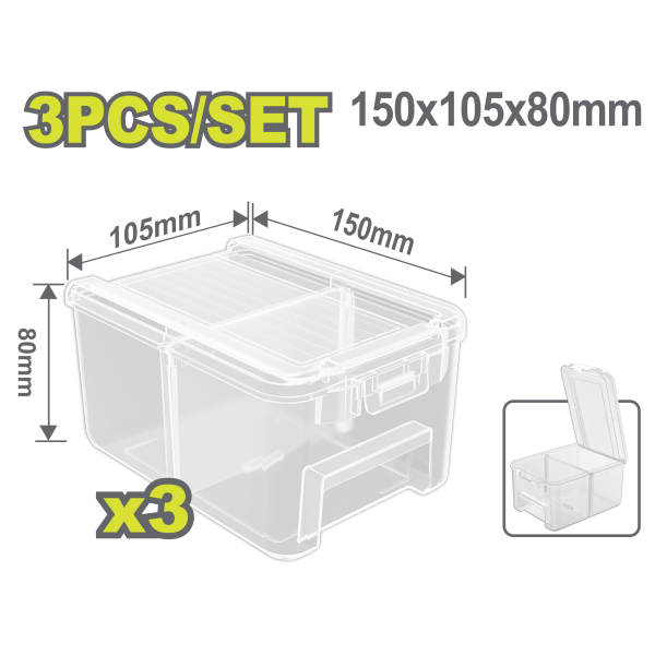 Արկղերի հավաքածու պլաստիկ 3 հատ 150x105x80մմ DYLLU DTTB8333