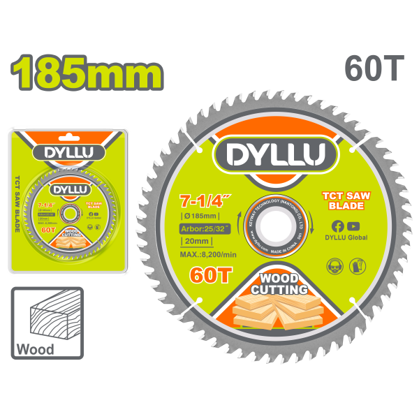 Փայտ կտրող սկավառակ 185 մմ DYLLU DTTC1K03