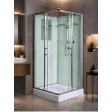 Լոգախցիկ WeltWasser WW500 LAINE 1001 100x100 սմ, քառակուսի, ցածր տակդիր 14 սմ, թափանցիկ ապակի