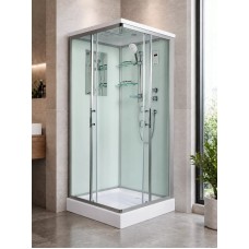 Լոգախցիկ WeltWasser WW500 LAINE 804 80x80 սմ, քառակուսի, ցածր տակդիր 14 սմ, թափանցիկ ապակի