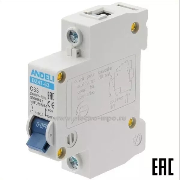 Ավտոմատ անջատիչ adb3-63 C63A 1P (ANDELI)