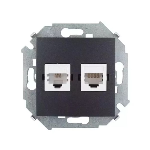 Simon15 վարդակ համակարգչի+հեռախոսի RJ11+RJ45 սև (1/20)
