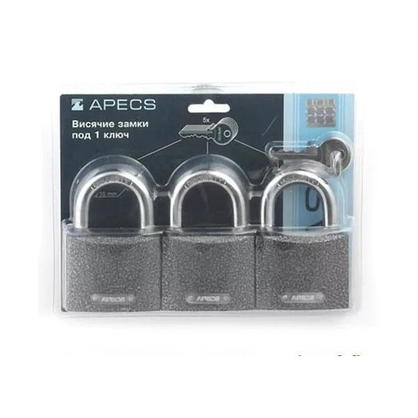 Կախովի կողպեք 3 հատ Apecs PD-01-63-Blister (3Locks+5Keys) 00017792