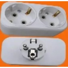 Ellight խրոց-վարդակ 2 տեղ հողանցումով 10A 250V սպիտակ 1/192
