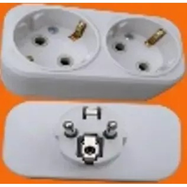 Ellight խրոց-վարդակ 2 տեղ հողանցումով 10A 250V սպիտակ 1/192