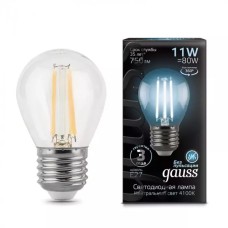 Gauss լամպ E27 Black շարիկ 11W 4100К 750Lm Filament 1/10/50