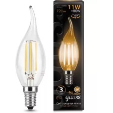 Gauss լամպ E14 Black մոմ (ծիծակ) 11W 2700К 720Lm Filament 1/10/50