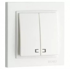 Mono Electric Անջատիչ 2 տեղ լույսով սպիտակ  500-001925-103