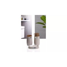 OKY-479-3 Լոգարանի հավաքածու 3 հատ Stripe Round wooden շագանակագույն