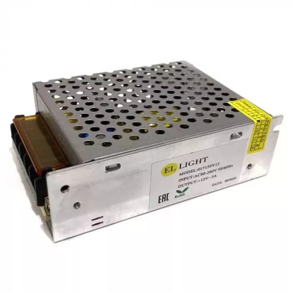 Ellight 12V սնուցման բլոկ 60W 5A (110x78x38մմ)