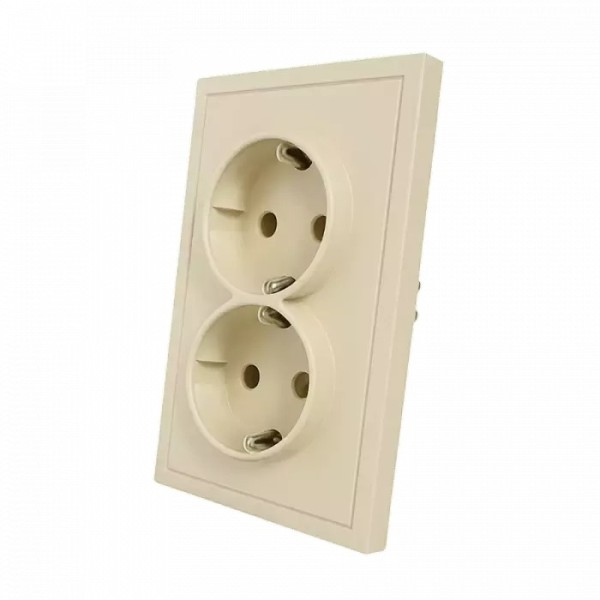 Electrica Lavanda վարդակ հողանցումով 2 տեղ շրջանակով բեժ (1/6)