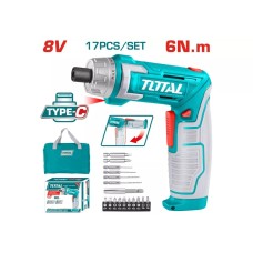 Պտուտակահան մարտկոցային (բիթերով) 8Վ 6Նմ TOTAL TSDLI0802