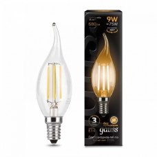 Gauss լամպ E14 Black մոմ (ծիծակ) 9W 2700К 680Lm Filament 1/10/50