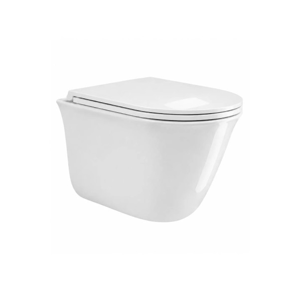 Կախովի զուգարանակոնք WeltWasser WW TELBACH 004GL-WT 36x48.5x36 սմ, սպիտակ փայլուն, Rimless, նստատեղով