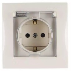 Simon15 վարդակ հողանցումով կափարիչով փղոսկր 16A IP44 (1/18)