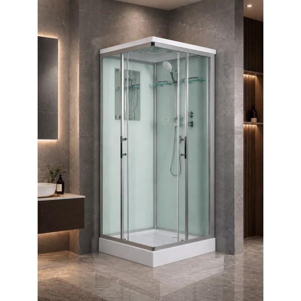 Լոգախցիկ WeltWasser WW500 LAINE 802 80x80 սմ, քառակուսի, ցածր տակդիր 14 սմ, թափանցիկ ապակի