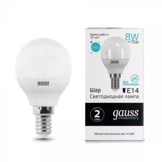 Gauss լամպ E14 Elementary շարիկ 8W 4100K 540Lm 1/10/100
