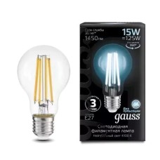 Gauss լամպ E27 Black A60 15W 4100К 1450Lm Filament 1/10/40