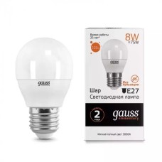 Gauss լամպ E27 Elementary շարիկ 8W 3000K 520Lm 1/10/100