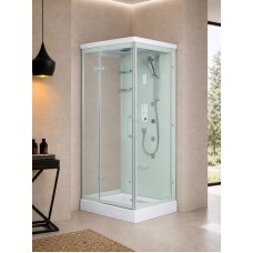 Լոգախցիկ WeltWasser MAINE L 90x90 90x90 սմ, քառակուսի, ձախ, ցածր տակդիր 15 սմ, փայլատ ապակի