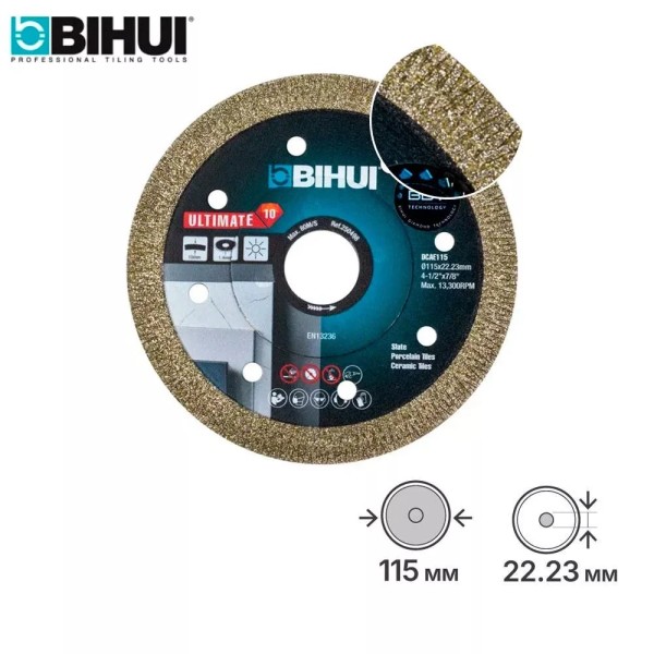 Ալմաստե սկավառակ ULTIMATE (վակուումային զոդում) 115x1,4մմ, BIHUI, DCAE115