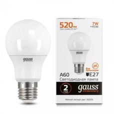 Gauss լամպ E27 Elementary A60 7W 3000K 520Lm 1/10/50