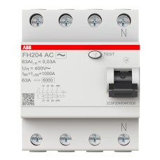RCD (մնացորդային հոսանքի անջատիչ) ABB FH204 AC-63/0.03, 4P, 63 A, 30 mA, AC տեսակ