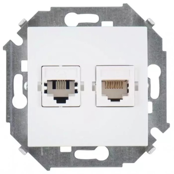 Simon15 վարդակ համակարգչի+հեռախոսի սպիտակ RJ11+RJ45кат.5е (1/20)