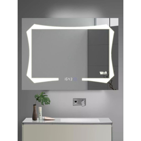 Հայելի LED լուսավորությամբ WeltWasser OTTO 8060-4B 80x60 սմ, հակամշուշով, ժամացույցով, Bluetooth