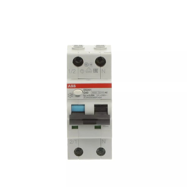 Մնացորդային հոսանքի անջատիչ (RCCB) ABB DS201 C40 AC30, 1P+N, 40 A, բնութագրական C, 30 mA, AC տեսակ