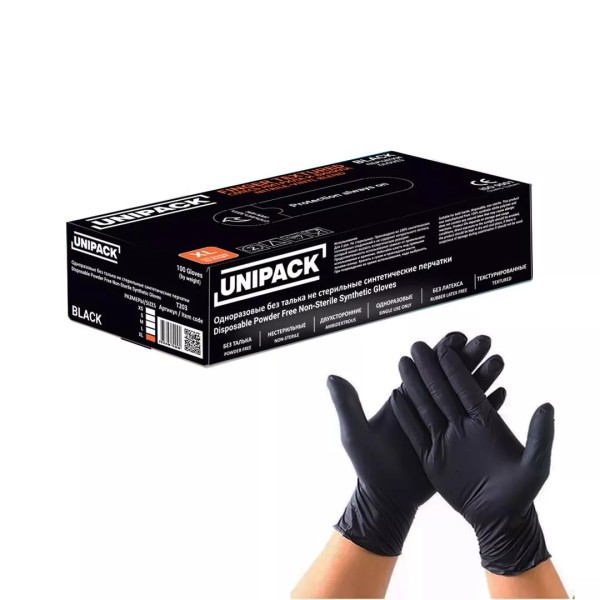 UT203 ձեռնոց  սև վինիլ-նիտրիլ- S 100 հ  UNIPACK