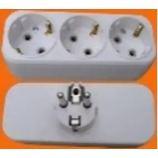 Ellight խրոց-վարդակ 3 տեղ հողանցումով 10A 250V սպիտակ