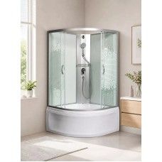 Լոգախցիկ МОНОМАХ XL Б/К 100/44 С МЗ 100x100 սմ, քառորդ շրջան, բարձր տակդիր 44 սմ, թափանցիկ ապակի