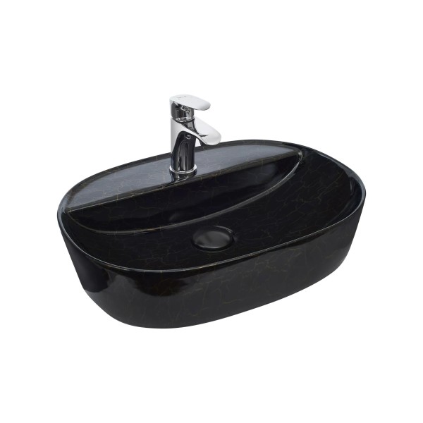 Դրվող լվացարան WeltWasser WW ELBACH 2202 K509 50.5x38.5x12 սմ, մարմար՝ սև՝ ոսկեգույնով