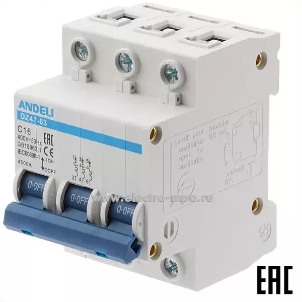 Ավտոմատ անջատիչ adb3-63 C16A 3P (ANDELI)