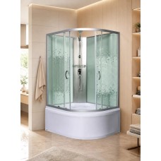 Լոգախցիկ МОНОМАХ XL Б/К 100/80/44 МЗ L 100x80 սմ, ասիմետրիկ, ձախ, բարձր տակդիր 44 սմ, թափանցիկ ապակի