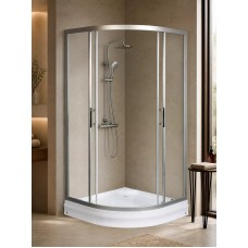 Լոգախցիկի միջնապատ WeltWasser WW500 C 90/189 90x189 սմ, քառորդ շրջան, սահող դուռ, թափանցիկ ապակի 5 մմ, քրոմ