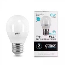 Gauss լամպ E27 Elementary շարիկ 8W 4100K 540Lm 1/10/100