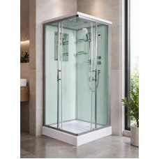Լոգախցիկ WeltWasser WW500 LAINE 904 90x90 սմ, քառակուսի, ցածր տակդիր 14 սմ, թափանցիկ ապակի