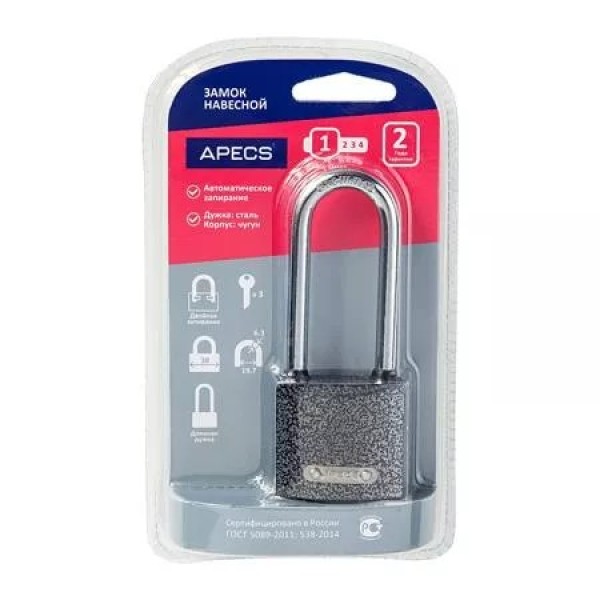 Կողպեք կախովի Apecs PD-01-38-L-Blister