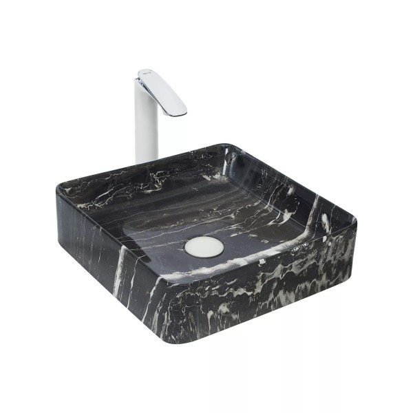 Դրվող լվացարան WeltWasser WW ELBACH 2179 K512 40x40x11 սմ, մարմար՝ սև՝ սպիտակով