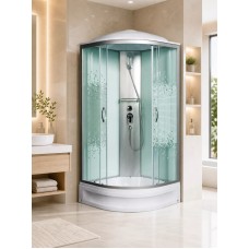 Լոգախցիկ МОНОМАХ 100/24 С МЗ 100x100 սմ, կիսաշրջանաձև, միջին տակդիր 24 սմ, թափանցիկ ապակի