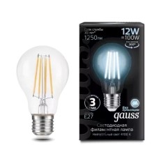 Gauss լամպ E27 Black A60 12W 4100К 1250Lm Filament 1/10/40