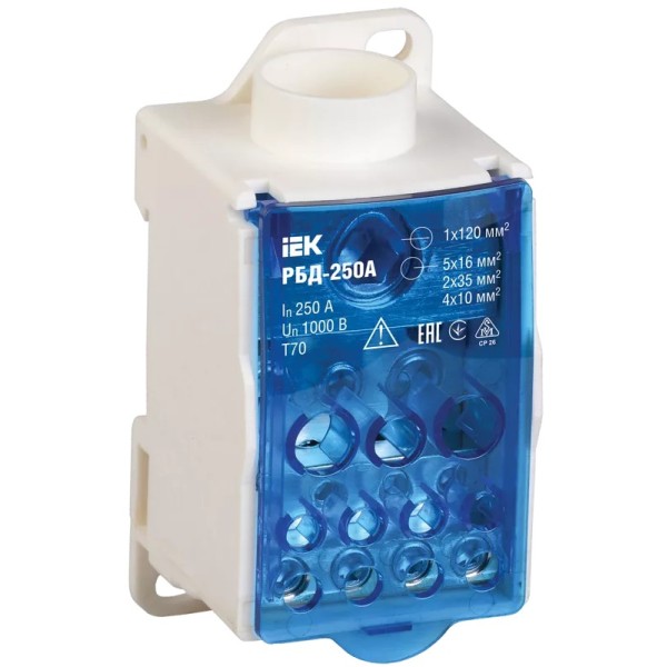 Տերմինալ մեկուսիչով 250A մուտք 1x120 մմ(ելք 5x16 մմ - 2x35 մմ - 4x10 մմ) IEK
