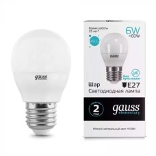 Gauss լամպ E27 Elementary շարիկ 6W 4100K 450Lm 1/10/100
