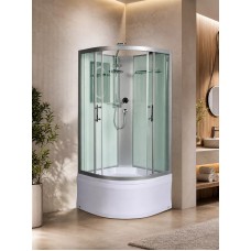 Լոգախցիկ WeltWasser WW500 HALLE 801 80x80 սմ, քառորդ շրջան, բարձր տակդիր 44 սմ, թափանցիկ ապակի