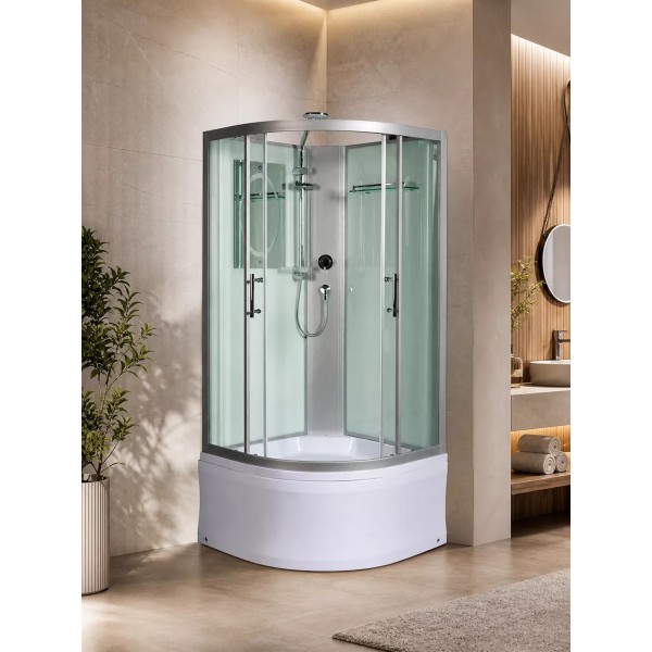 Լոգախցիկ WeltWasser WW500 HALLE 801 80x80 սմ, քառորդ շրջան, բարձր տակդիր 44 սմ, թափանցիկ ապակի