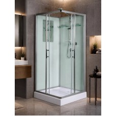 Լոգախցիկ WeltWasser WW500 LAINE 801 80x80 սմ, քառակուսի, ցածր տակդիր 14 սմ, թափանցիկ ապակի