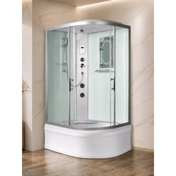 Լոգախցիկ WeltWasser WW500 HALLE 1204 L 120x90 սմ, ասիմետրիկ, ձախ, բարձր տակդիր 44 սմ, թափանցիկ ապակի