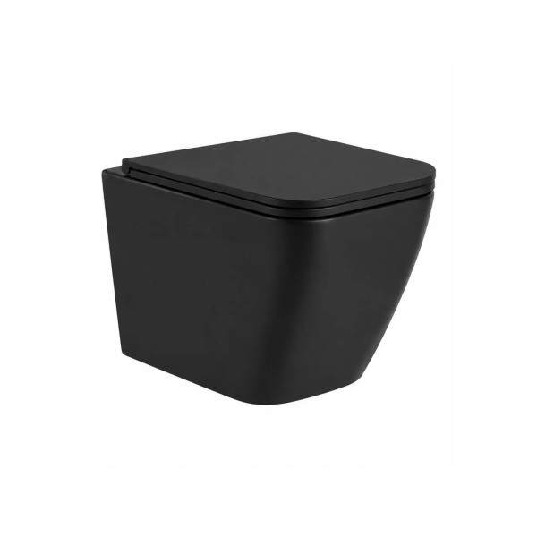 Կախովի զուգարանակոնք WeltWasser WW GELBACH 043 MT-BL 34x49x36.5 սմ, սև փայլատ, Rimless, նստատեղով